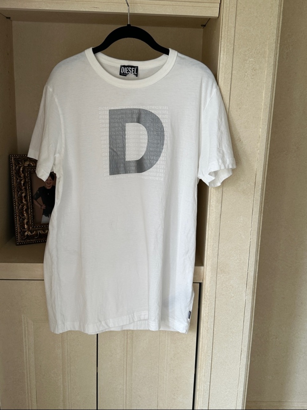 Diesel White Tee with Gray 'D' Logo